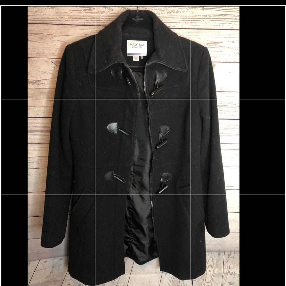 Nautica brand wool pea coat, black. XS
